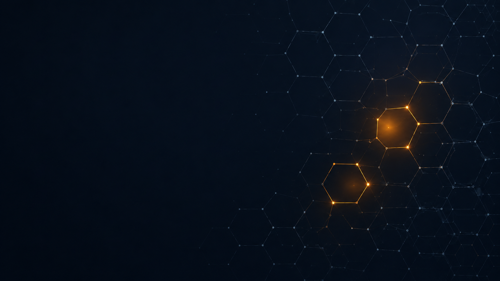 Malha hexagonal iluminada representando automação e TI